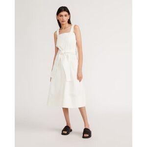 Everlane 100% Organic Cotton Herringbone Dress In White Size XS